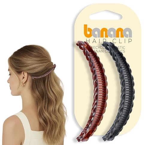 Banana® Hair Clips for Women – Set of 2 Long 15cm Claw Clips in Black & Brown – Elegant Hair Clips & Accessories