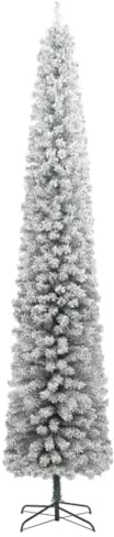 Weihnachtsbaum Schlank 270 cm mit Ständer Beschneit - PVC Weihnachtsbaum für Festtags-Dekoartikel, Platzsparend & Realistisch für Wohnzimmer, Party