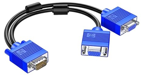 BUBEFSKD Cavo Splitter VGA velocità per Configurazioni con Doppio Monitor Trasmissione con Nuclei Ramati Che Potenzia Lo Splitter VGA per Doppi Monitor