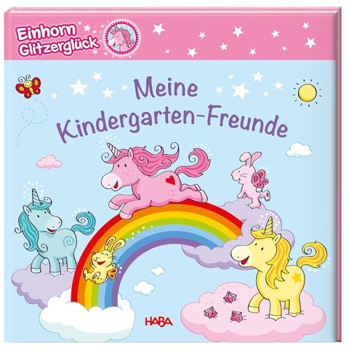 HABA Einhorn Freundebuch für Kindergartenkinder – Glitzerglückwelt Album mit Geburtstagskalender, Fotoseiten & kreativen Eintragseiten – Perfektes ... Kita & Vorschule (Meine Kindergarten-Freunde)