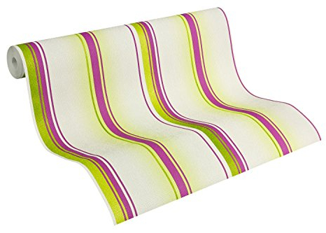 A.S. Création Tapete Felicia, Streifentapete, grün/rot/weiß/mehrfarbig, 937058