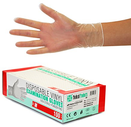Guanti in vinile 1000 pezzi 10 scatole (M, Transparente), guanti usa e getta, senza polvere e lattice, per la pulizia della cucina, non sterile