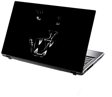 TaylorHe 15.6 inch 15 inch Laptop Skin Vinyl Decal MADE IN ENGLAND Roaring Jaguar on Black Background Line Art Wild Animal