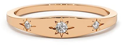 SISGEM 0,06 Karat Naturdiamant-Verlobungsring, 9 Karat massives Gold, 1/16 Karat Diamant, Drei-Steine-Trilogie-Ring für ihre Damen, Damen, Verlobungshochzeit