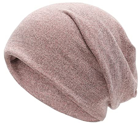 ZLYC Summer dam herr lång slouch beanie lätt mjuk jerseymössa, Enkel ljusrosa, one size