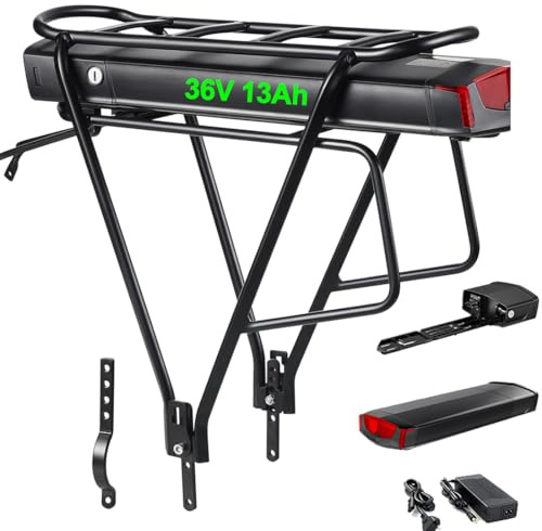 36 V 13 Ah elcykelbatteri med bagagehållare litiumjonhjul batteri för elektrisk cykel 250 W 350 W 500 W – pedelec batteri