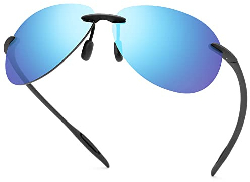 Polariserade Solglasögon Herr, för Män och Kvinnor, Kantlösa Körglasögon UV400, Skyddsspegel, Linsparasoller, Sportglasögon, Blå