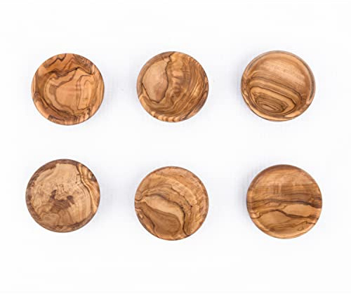 MOHA 24 hochwertige dip Schälchen Set aus exklusivem Olivenholz – Tapas Schalen Set - kleine Schale für Oliven & BBQ Saucen - Dip Schüssel für -Ø 8 cm 6er Set