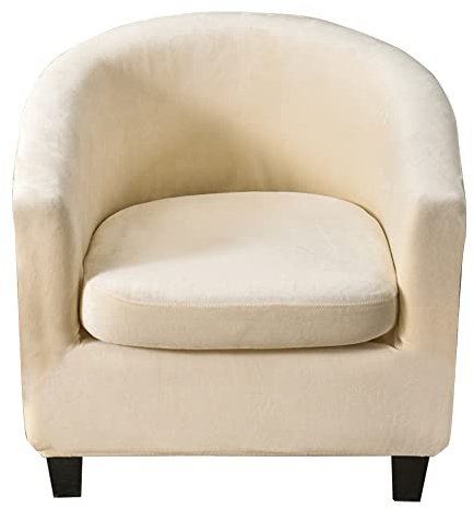 CHNSHOME Funda de sillón Chesterfield 2 Piezas Fundas para sillas de bañera Funda de Silla de Bar Funda de sillón de Club elástico Fundas de Silla de cóctel Tullsta Beige Claro