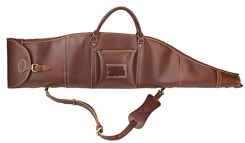 Tourbn Gewehrtasche aus echtem Leder, 116,8 cm, weich gepolstert, mit abnehmbarem Schultergurt