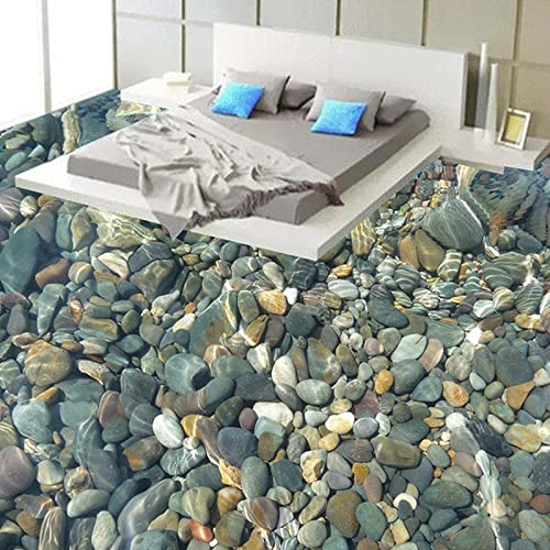 MIRONS Bodenaufkleber Selbstklebende Fliesen Benutzerdefinierte Bodenbelag Tapete 3D Lebensechte Kieselsteine Wohnzimmer Schlafzimmer Badezimmer Bodenwandbild Pvc Selbstklebende Tapete Wandverkleidung