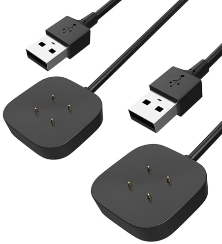 Yaekea 2 Stücke Ladekable für Fitbit Versa 4 /Sense 2 /Versa 3/Sense USB Magnetisches Ladegerät für Fitbit Versa 3 /Versa 4 /Sense/Sense 2 Health & Fitness Smartwatch Ladestation 3.3ft /100cm