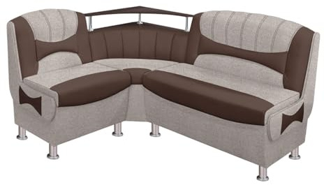 Rodnik Eckbank Samba NEW mit Stauraum und Ablage, gepolsterte Sitzbank für Esszimmer und Küche, beidseitig montierbar, 164 x 128 cm (braun, Stoff)