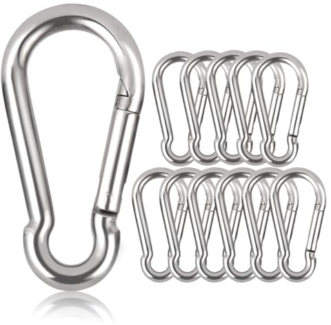 Karbinhake nyckelring karbinhake φ8 mm,lastkapacitet upp till 250 kg klätterkrokar galvaniserade (12 stycken,φ8 x 80 mm)
