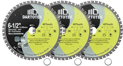 165mm TCT Saw Blades, 48 Teeth Metal Cutting Disc Tungsten Carbide Tipped Circular Saw for Iron, Stainless Steel, Nickel, Titanium, Ferrous Metals, and Steel Pipe,3 pieces