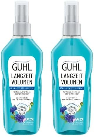 Guhl Föhn-Aktiv Styling Spray - Inhalt: 150 ml - Aus der Langzeit Volumen Serie - Haartyp: fein, kraftlos oder platt - Dermatologisch bestätigt (Packung mit 2)