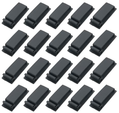 WELWIK 20PCS Black PA66 Self Adhesive Cable Management Clips Cord Organizer Kitchen Wire Winder for TV Computer Desktop Home Office Manage