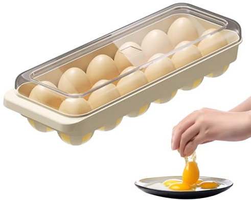 Egg Container for the Fridge, Egg Organiser for Fridge, 12 Slot Egg Keeper Box, Tably Space-Saving Dispenser, Fridge Organiser, Travel Carrier with Lid Stack for Kitchen House