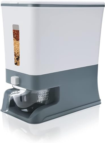 Distributeur de riz de 10 à 5 kg avec tasse à mesurer, boîte de fraîcheur intégrée, distributeur de céréales avec couvercles pour la maison, la cuisine, le garde-manger, récipient de stockage de riz