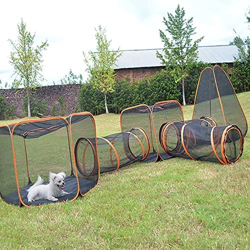 Outdoor Katzenzelt mit Tunnel - Tragbares und faltbares Laufgittergehege für Katzen, Hunde, Kaninchen - Ideal für den Innen- und Außenbereich