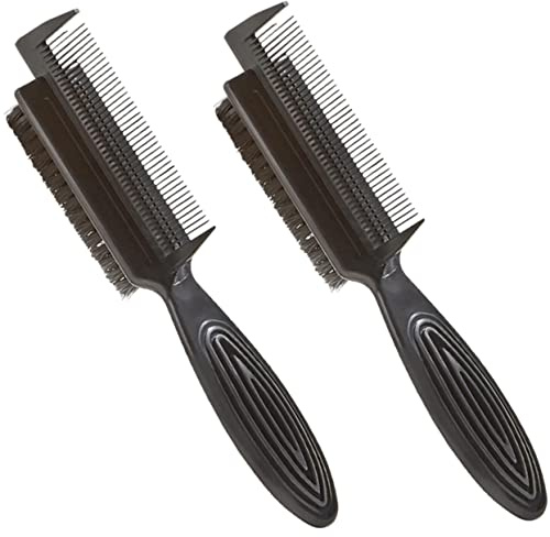 MUCKLILY 2pezzi Spazzola Per Doppia Faccia Pettine Per Cotonare i Setole in Nylon e Per Rasatura e Acconciatura