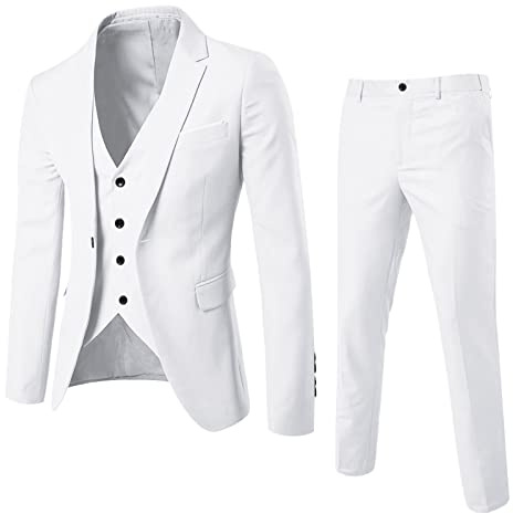 Generisch Traje de hombre Slim de 3 piezas traje de negocios boda fiesta chaqueta chaleco y pantalón abrigo camisa blanca hombre manga larga