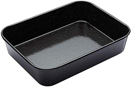 MasterClass Lata de asar de esmalte vitrificado, acero de 1 mm seguro para inducción con revestimiento resistente a los arañazos, mediana (34 x 26 x 7 cm)