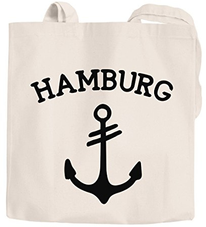 MoonWorks Jutebeutel Baumwoll-Tasche Anker Hamburg 2 natur 2 lange Henkel