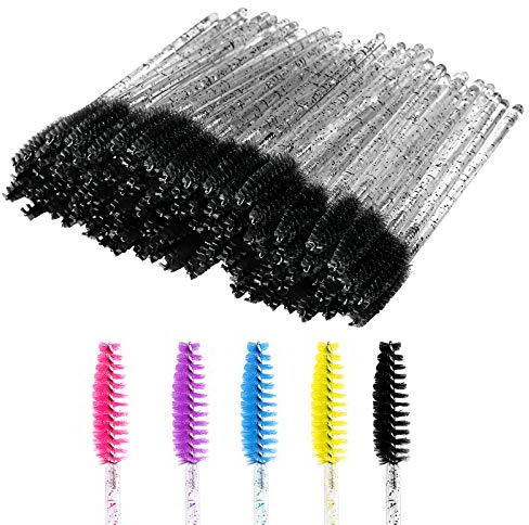 200 PCS Disposable Crystal Eyelash Mascara Brushes Wands for Eye Lash Extension, Eyebrow and Makeup (Black)