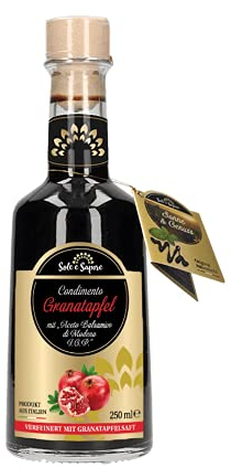 Sole e Sapore, Condimento Granatapfel mit Aceto Balsamico 250ml, Fruchtbalsamico, italienische Feinkost, Essigkomposition verfeinert mit Granatapfelsaft, ideal für Salate, Wild oder Desserts