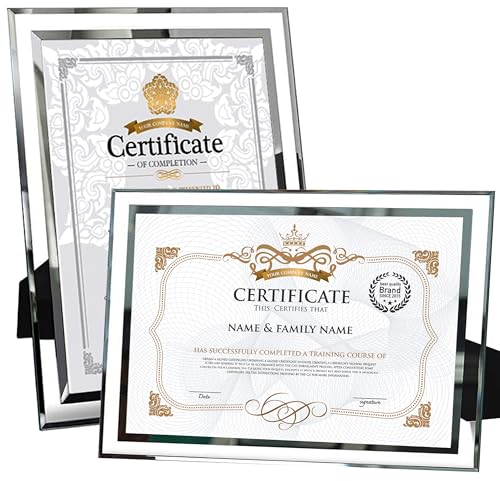 Dohomi 2pack A4 Picture Frame Certificate Frame Glass Document Frame Diploma Graduation Poster Frame Photo Display Stand For Tabletop(Silver), argenté, 21 x30 cm