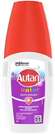 Autan Junior Vapo Spray Antizanzare, Repellente Zanzare, Dermatologicamente Testato, Protezione fino a 4 ore per bambini dai 2 anni, 1 Confezione da 100ml