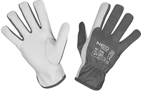NEO TOOLS Goat Leather Work Gloves 2122X Sizes 8-10, Abrasion Resistance, Cut Resistance, Wrist Curled, for Transportation, Assembly, Car, Gardening (10)