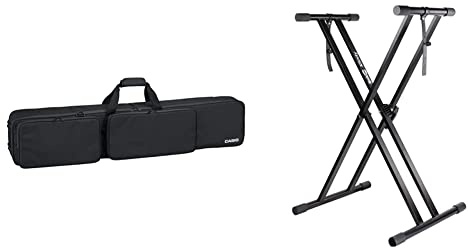 Casio SC-800P Transporttasche mit Rucksackfunktion für Casio CDP-S und PX-S Modelle, schwarz & Rockjam Xfinity Doublebraded Pre Montage Tastaturständer mit Sperrgurten