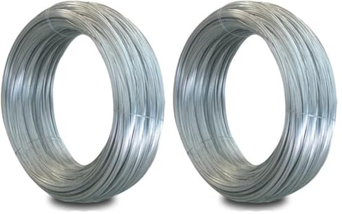 Merriway® BH00324 Galvanised Coated Garden Wire, 1mm x 80 Metres (260ft) 18 Gauge 5/128 inch Thickness, Grey (Pack of 2)