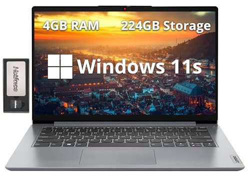 Lenovo Ideapad 1 14 HD Laptop, Intel Celeron N4020, 4GB RAM, 224GB Storage(64GB eMMC+160GB Docking Station Set), Intel UHD Graphics, Media Card Reader, Wi-Fi 6, Windows 11 S, Cloud Grey