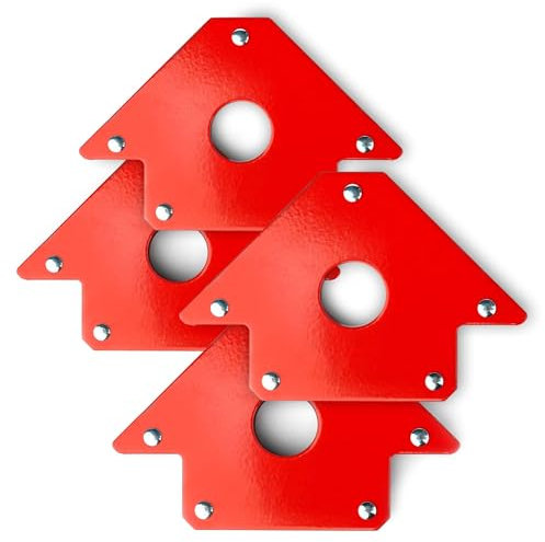 Wiltec Kit 4x Aimants de soudure avec Force de maintien de 11 kg/20 kg, Équerre magnétique compacte, 45°, 90°, 135°, Positionneurs de soudage