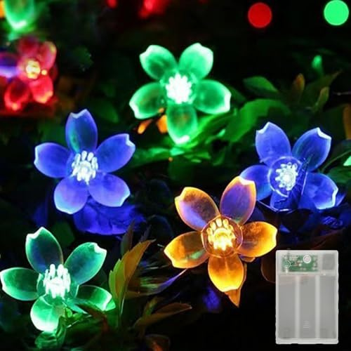 EKKONG Lichterkette Blumen, Außen Solar 3M 20LED, Wasserdicht, Kirschblüte für Hochzeit, Patio, Weihnachten Dekoration (Farbe)