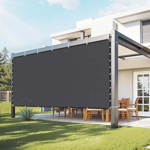 VEVOR 90% solskyddsduk, 3 x 3,7 m pergola skuggskydd med öljetter i rostfritt stål, solskydd, baldakin, integritetsskärm med 140 GSM HDPE-material, för utomhusbruk, uteplats, trädgård och trädgård