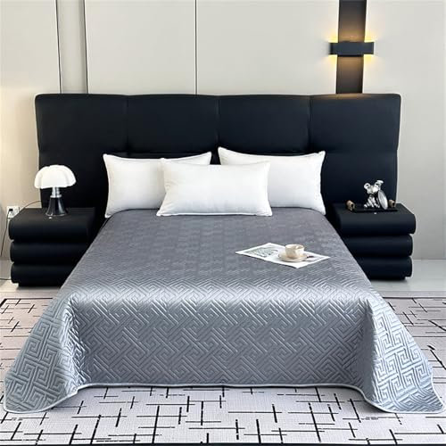 Highdi Satin Couvre Lit, Matelassé Dessus de Lit Jeté De Canapé Confort et Douceur, Microfibre Plaid Canape, Lavable Couvertures pour Salon, Chambre à Coucher (Gris,173x229cm)