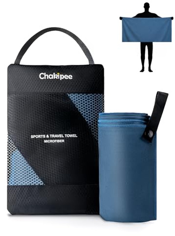 Chakipee Quick Dry Microfibre Towels Travel & Camping Microfiber Towel. Fast Drying, Super Absorbent & Ultra Compact for Travel, gym, sports, camping, Beach & hiking, 1 Pack, 120 x 60cm, Navy Blue