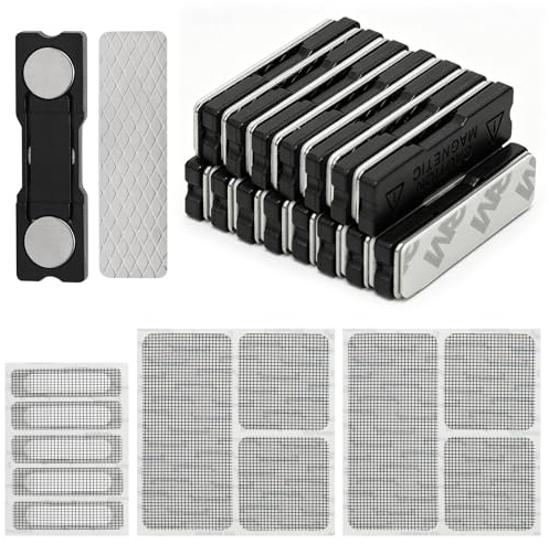 16 Pairs Curtain Magnets Closure, Magnetic Blackout Curtain Clips Plus 3 Pcs Window Screen Repair Patches, Adhesive Curtains Closer Clips for Blackout Blinds Window, Insect Net, Mesh Curtains