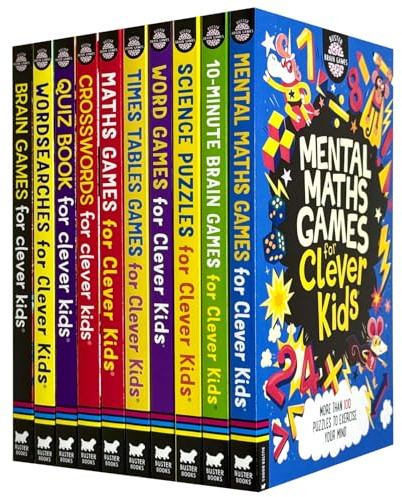 Brain Games Clever Kids Collection 10 Books Set (Mental Maths Games, 10-Minute Brain Games, Science Puzzles, Word Games, Times Tables Games, Maths Games, Crosswords, Quiz Book & Wordsearches)
