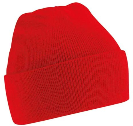 New Beechfield Childrens Kids Winter Knitted Beanie Hat Classic Red One Size