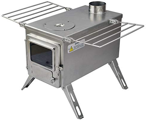 Winnerwell Nomad Large Tent Stove | Portable Wood Burning Stove for Tents, Shelters, and Camping | 1500 Cubic Inch Firebox | Precision Stainless Steel Construction | Includes Chimney Pipe