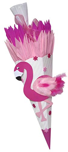 Schultüte Bastelset Flamingo - Zuckertüte - aus 3D Wellpappe, 68cm hoch