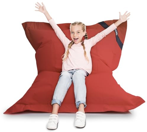 LAZY BAG Original Indoor & Outdoor Beanbag XL Pouf géant de 250 litres Coussin de siège Junior Fauteuil pour Enfants & Adultes 160x120 (Rouge)
