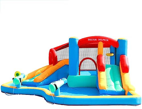 Tobogán acuático para patio trasero, tobogán acuático para adultos con fregadero, toboganes de agua para patio trasero, incluye secador de pelo, estacas y bolsas de almacenamiento, tobogán acuático
