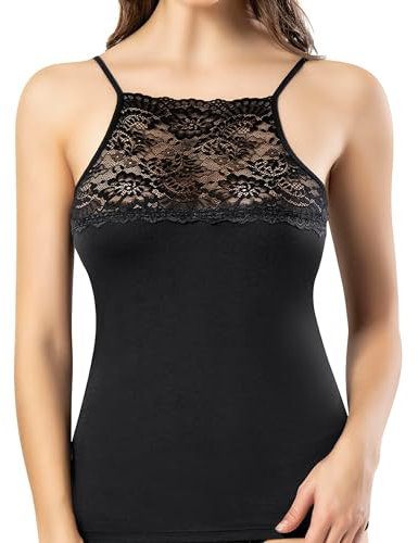 Canottiera, Reggiseno Sportivo Lavorato A Maglia in Pizzo, Regalo per Le Donne Maglietta Intima in Maglia Elasticizzata Top Bustier con Cinturino per Le Donne - Nero (M)
