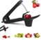 Kirschentsteiner Edelstahl Obstentkerner Kirschen Manueller Kirschentkerner Für Obst/Pflaume Schnell Entfernen Früchtsteinen, Klinge Aus Metall,Zum Platzsparendem Verstauen (Farbe: Schwarz)
